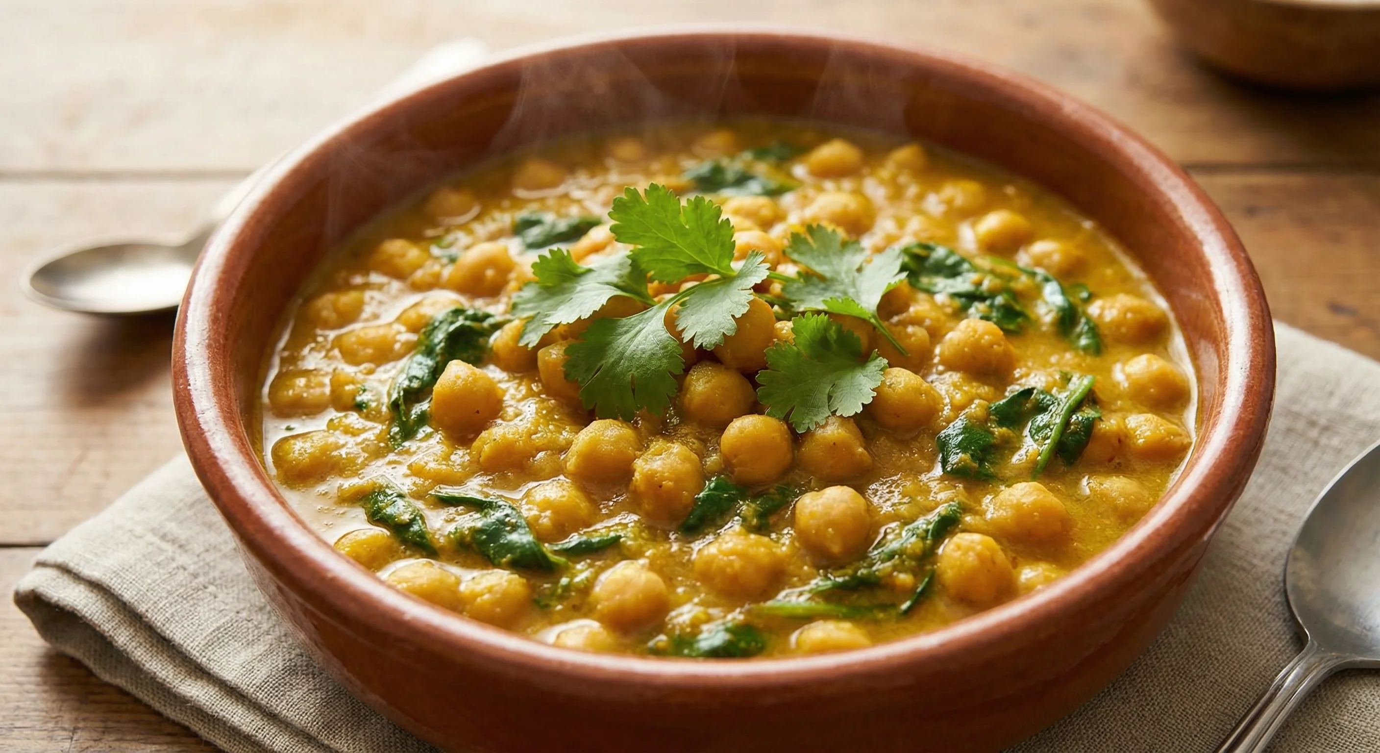 Chickpea and spinach curry