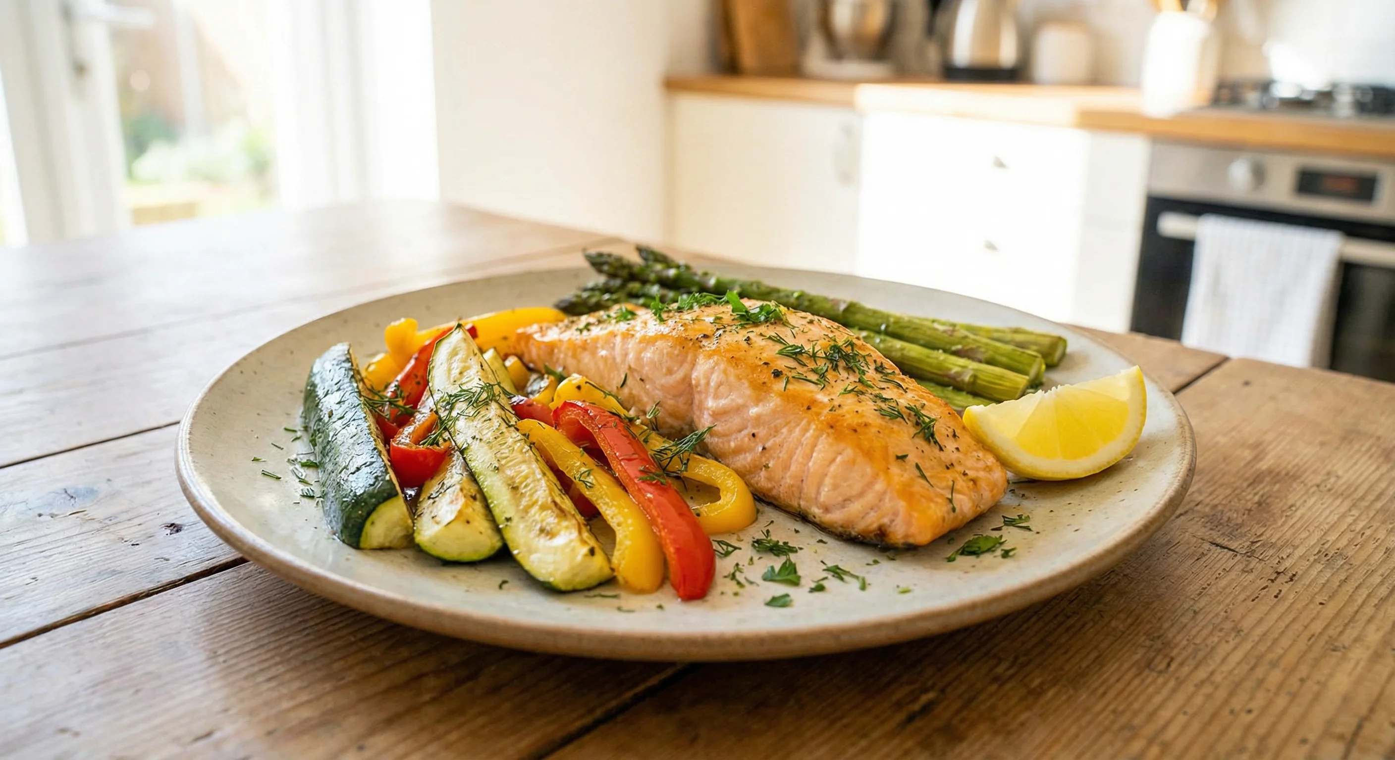 Baked salmon with vegetables